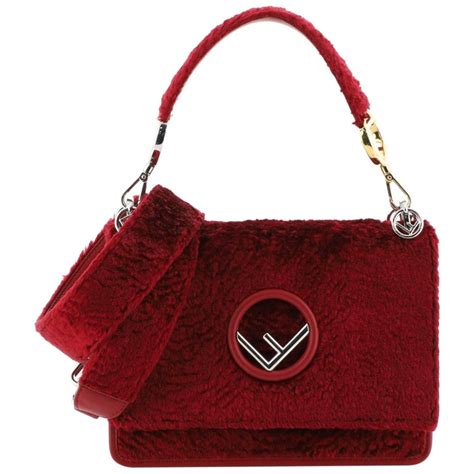 fendi kan 1 red velvet|Fendi Kan I Mini Velvet Tappetino Shoulder Bag.